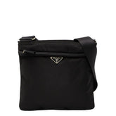 プラダ 三角ロゴプレート ショルダーバッグ ブラック ナイロン レディース PRADA 【中古】